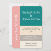 Transformative Teal Modern  Contemporary Wedding Kaart (Voorkant)
