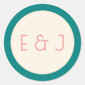 Transformative Teal Modern  Contemporary Wedding Ronde Sticker (Voorkant)