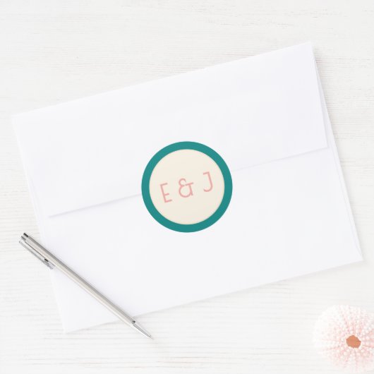 Transformative Teal Modern  Contemporary Wedding Ronde Sticker (Envelop)