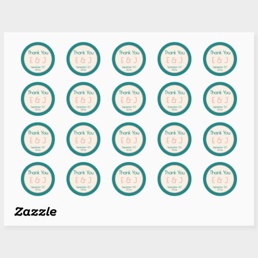 Transformative Teal Modern  Contemporary Wedding Ronde Sticker (Vel)