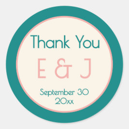 Transformative Teal Modern  Contemporary Wedding Ronde Sticker
