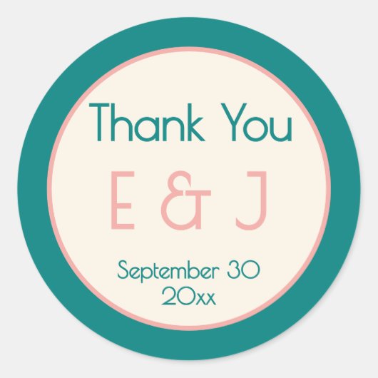 Transformative Teal Modern  Contemporary Wedding Ronde Sticker (Voorkant)