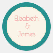 Transformative Teal Modern  Contemporary Wedding Ronde Sticker (Voorkant)