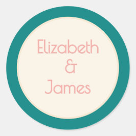 Transformative Teal Modern  Contemporary Wedding Ronde Sticker