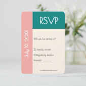 Transformative Teal Modern  Contemporary Wedding RSVP Kaartje (Staand voorkant)
