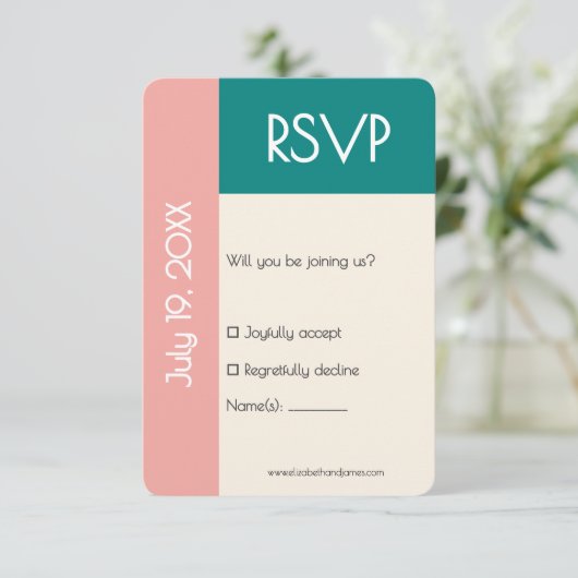 Transformative Teal Modern  Contemporary Wedding RSVP Kaartje (Staand voorkant)