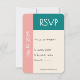 Transformative Teal Modern  Contemporary Wedding RSVP Kaartje