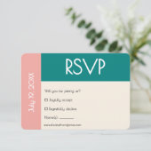 Transformative Teal Modern  Contemporary Wedding RSVP Kaartje (Staand voorkant)
