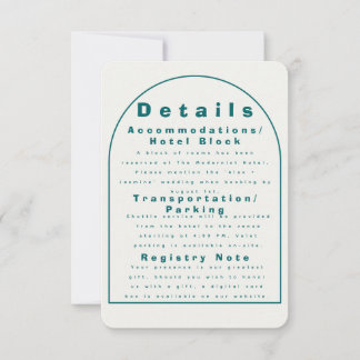 Transformative Teal Modern Craft Wedding Details Kaart