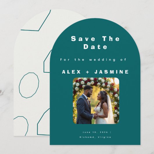 Transformative Teal Modern Save The Date Kaart (Voorkant / Achterkant)