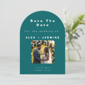 Transformative Teal Modern Save The Date Kaart (Staand voorkant)