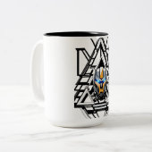 Transformatorrobotgezicht in een driehoek Mokken (Voorkant links)