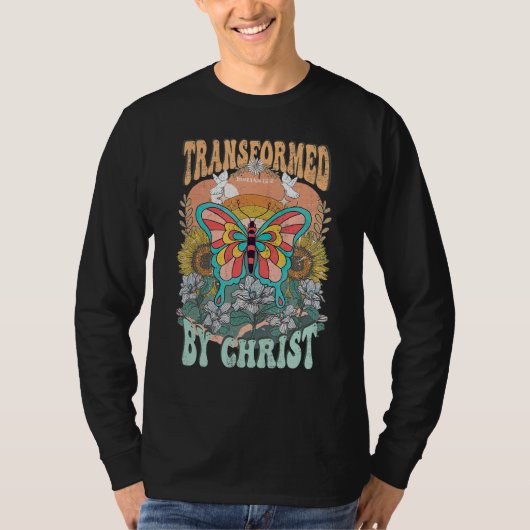 Transformed By Christ Retro Butterfly Romans 132 C T-shirt (Voorkant)