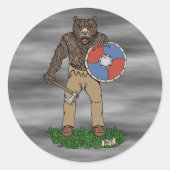 Transformed Viking Berserker of Werebear Ronde Sticker (Voorkant)