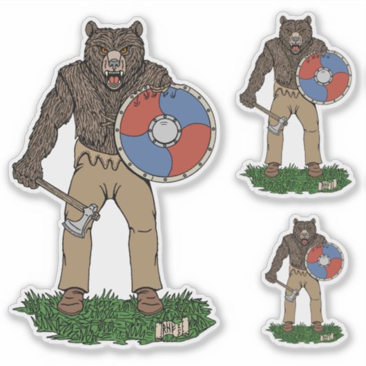 Transformed Viking Berserker of Werebear Sticker (Voorkant)
