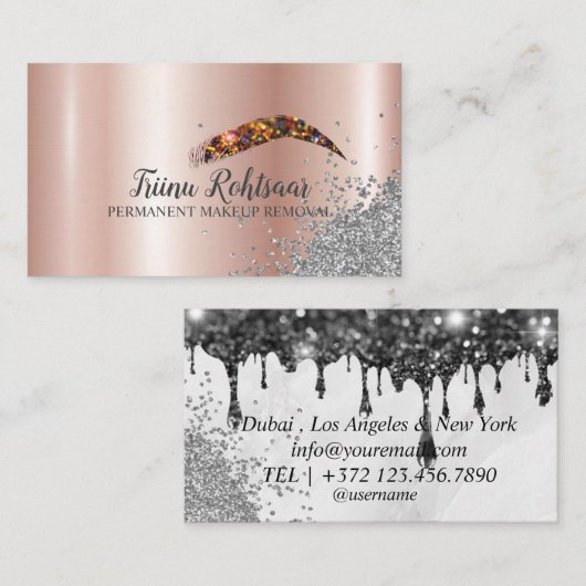 Transformeer look met permanente make-up visitekaartje (Voorkant / Achterkant)
