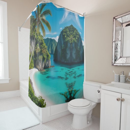 "Transformeer uw badkamer met kustrust" Douchegordijn (In situ)