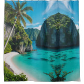 "Transformeer uw badkamer met kustrust" Douchegordijn (Voorkant)