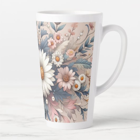 Transformeer uw ruimte met Elegant Daisy Floral Latte Mok (Rechts)
