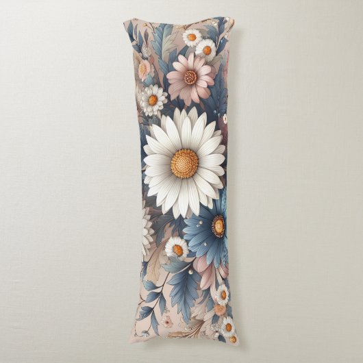 Transformeer uw ruimte met Elegant Daisy Floral Lichaamskussen (Voorkant Verticaal)
