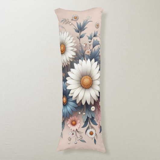 Transformeer uw ruimte met Elegant Daisy Floral Lichaamskussen (Voorkant Verticaal)