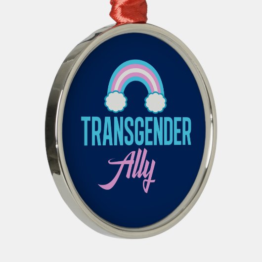 Transgender Ally Blue Pink White Rainbow-ondersteu Metalen Ornament (Rechts)