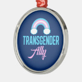 Transgender Ally Blue Pink White Rainbow-ondersteu Metalen Ornament (Links)