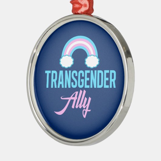 Transgender Ally Blue Pink White Rainbow-ondersteu Metalen Ornament (Links)