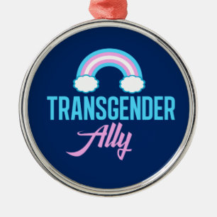 Transgender Ally Blue Pink White Rainbow-ondersteu Metalen Ornament