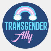 Transgender Ally Ronde Sticker (Voorkant)