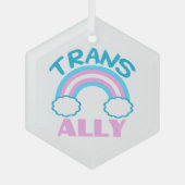 Transgender Ally Trans Rainbow  Kerstkerst Glas Ornament (Voorkant)