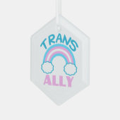 Transgender Ally Trans Rainbow  Kerstkerst Glas Ornament (Voorkant links)