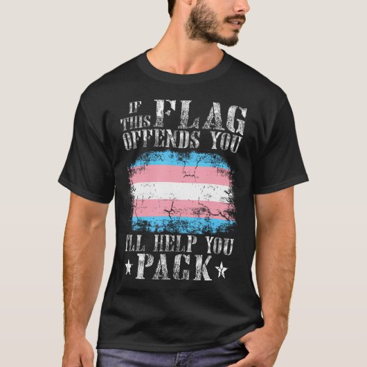 Transgender als deze vlag je aanvalt t-shirt (Voorkant)