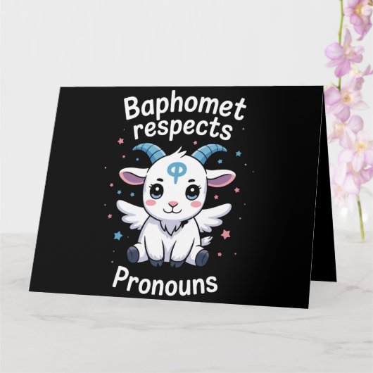 Transgender Baphomet respecteert voornaamwoorden T Kaart (Orchidee)