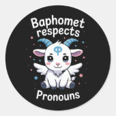 Transgender Baphomet respecteert voornaamwoorden T Ronde Sticker (Voorkant)