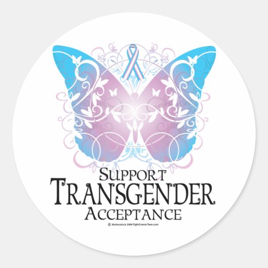 Transgender Butterfly Ronde Sticker (Voorkant)