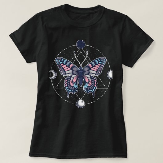 Transgender Butterfly Trans Pride Flag LGBT Moon S T-shirt (Design voorkant)