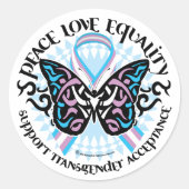 Transgender Butterfly Tribal Ronde Sticker (Voorkant)