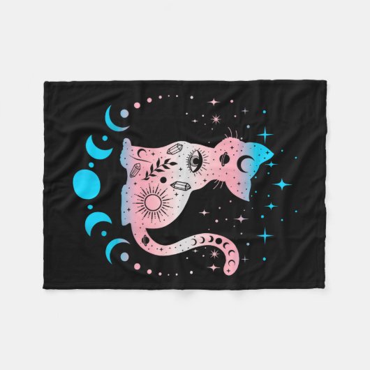 Transgender Cat Astrologie Hemelse LHBT Pride Tra Fleece Deken (Voorkant (Horizontaal))