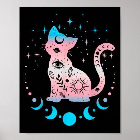 Transgender Cat Astrologie Hemelse LHBT Pride Tra Poster (Voorkant)