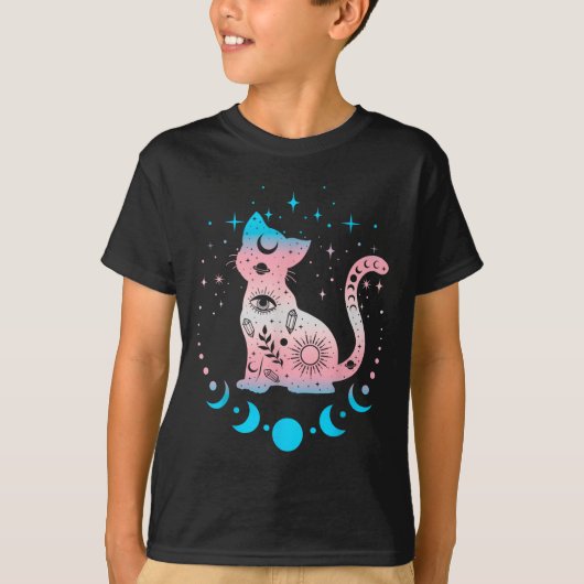 Transgender Cat Astrologie Hemelse LHBT Pride Tra T-shirt (Voorkant)