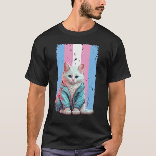 Transgender Cat Trans Flag LGBT Pride Transseksuee T-shirt (Voorkant)
