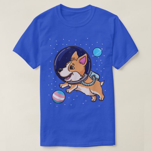 Transgender Corgi in Space Trans Pride 1336 T-shirt (Design voorkant)