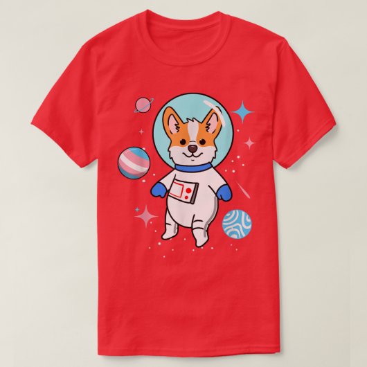 Transgender Corgi In Space Trans Pride T-shirt (Design voorkant)