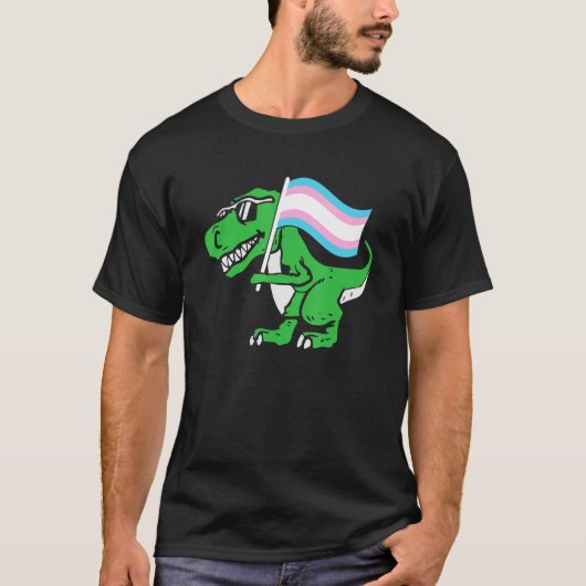Transgender Dinosaur Lgbt Q rex Trans Pride Flag A T-shirt (Voorkant)