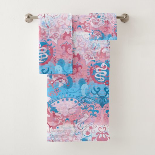 Transgender Dragon Damask - Trans Pride Flag Kleur Bad Handdoek (Insitu)