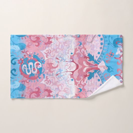 Transgender Dragon Damask - Trans Pride Flag Kleur Bad Handdoek (Handdoek)