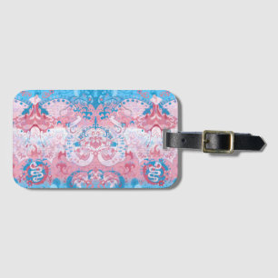 Transgender Dragon Damask - Trans Pride Flag Kleur Bagagelabel