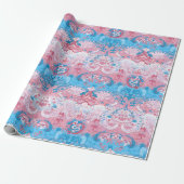 Transgender Dragon Damask - Trans Pride Flag Kleur Cadeaupapier (Uitgerold)