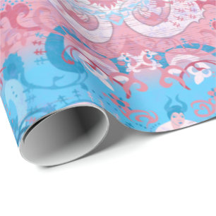 Transgender Dragon Damask - Trans Pride Flag Kleur Cadeaupapier